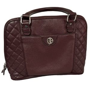 Giani Bernini‎ Womens Quilted Dome Satchel Handbag Maroon Leather Zipper